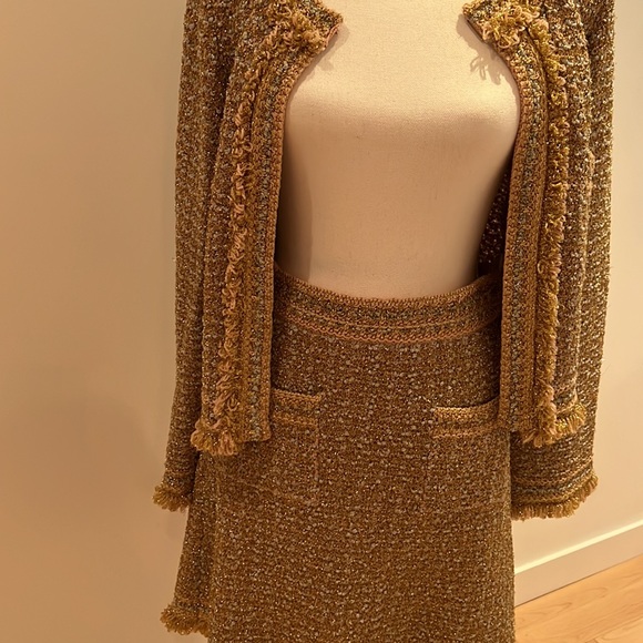M Missoni Gold Silver Glitter Knit Skirt Suit Size 44 - Picture 11 of 17